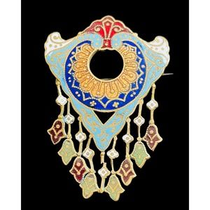 Silver Toned Enamel Dream Catcher Southwest Native American Vintage Brooch